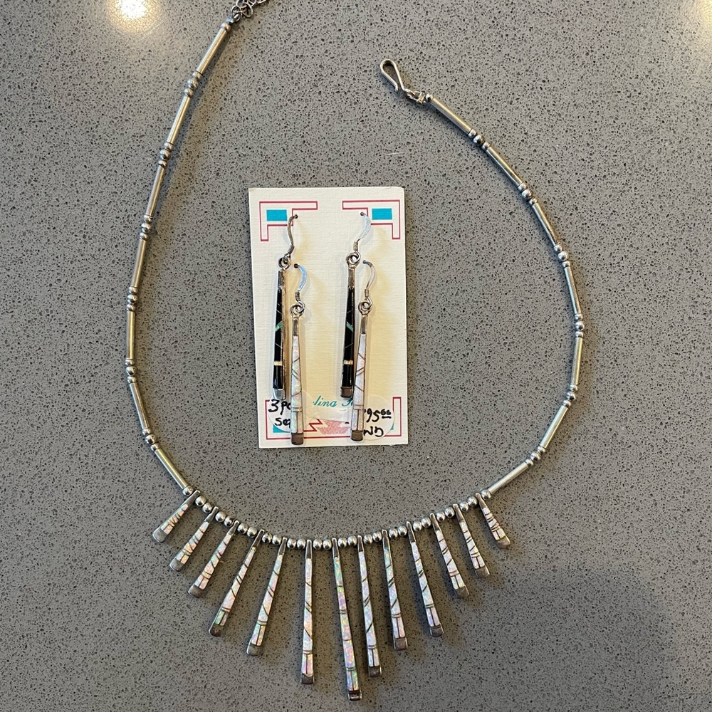 STERLING SILVER AND OPAL handmade Indian set